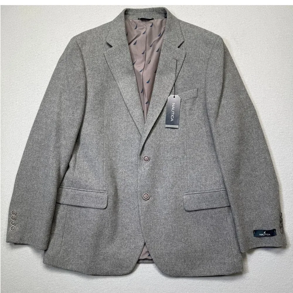 Nautica Men's Modern-Fit Solid Tweed Sport Coat - Lt Grey 42R $295